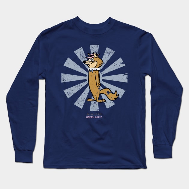 Hokey Wolf Retro Japanese Long Sleeve T-Shirt by Nova5